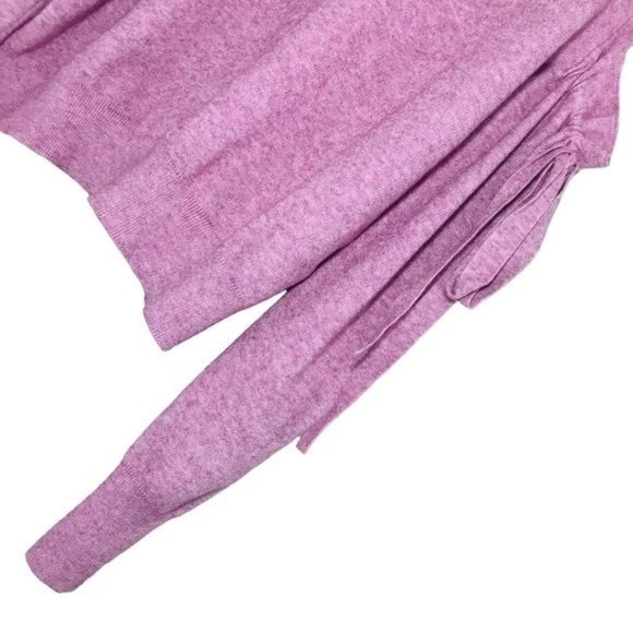 Barbiecore Pink Self Tie Bow Sleeve Cold Shoulder Sweater Size Small - Picture 11 of 13